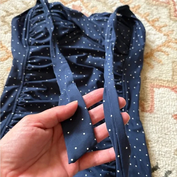 Seafolly Navy white dots retro style Swimsuit size 6 - Picture 12 of 16